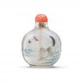 AN INSIDE-PAINTED GLASS SNUFF