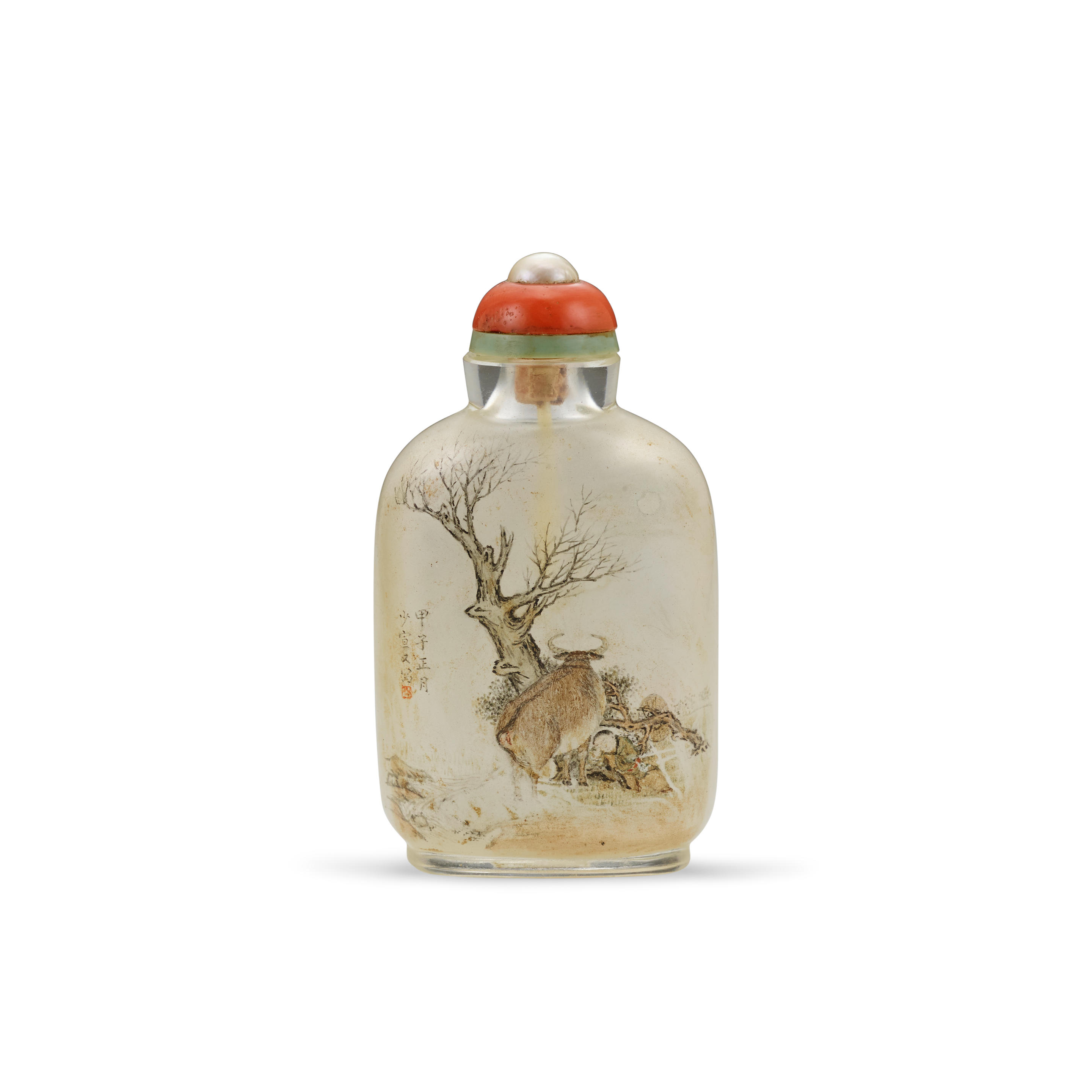 AN INSIDE-PAINTED GLASS SNUFF