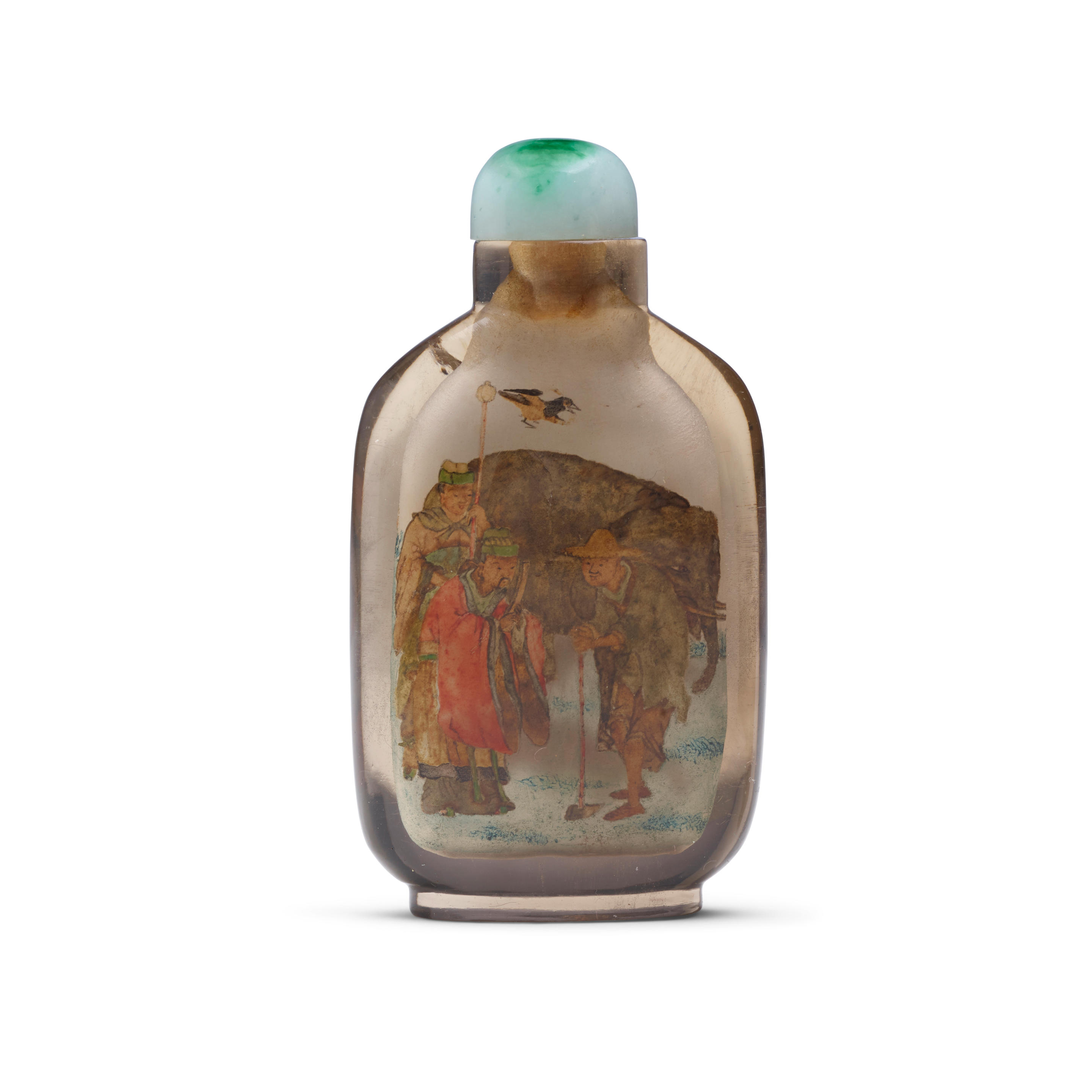 AN INSIDE-PAINTED SMOKY CRYSTAL