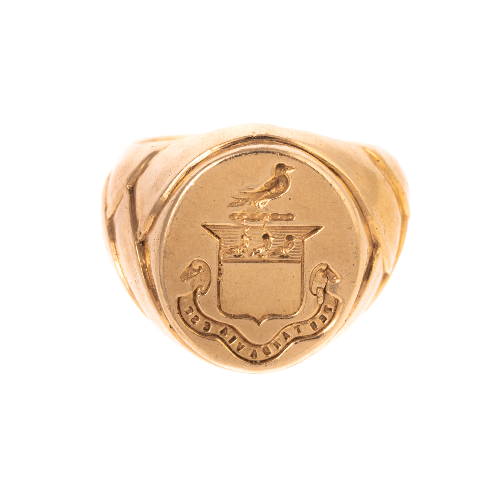 AN INTAGLIO SEAL SIGNET RING IN 14K