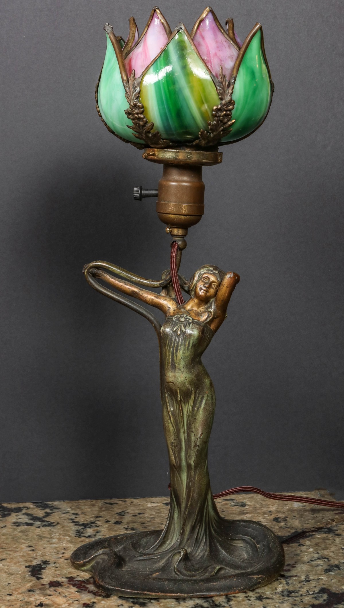 AN INTERESTING ART NOUVEAU LAMP