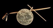 AN INUIT FISHING ROD AND DRUMA