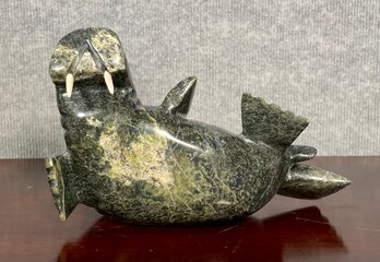 An Inuit green/black soapstone