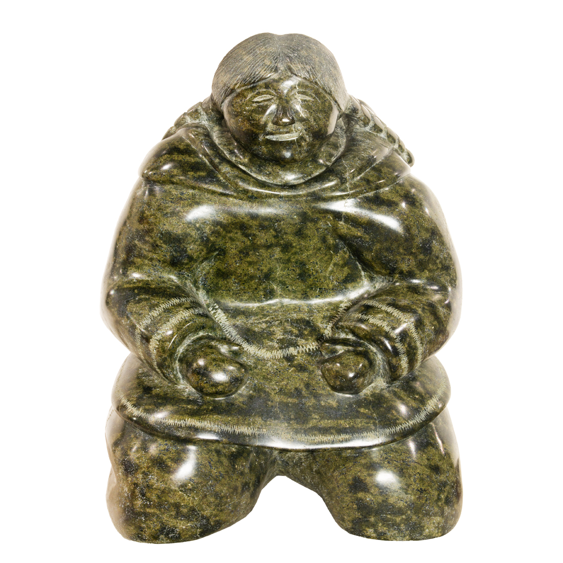 AN INUIT SERPENTINE FIGURE OF A