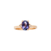 AN IOLITE, DIAMOND AND 14K GOL