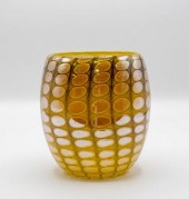 An iridescent glass vase of ba