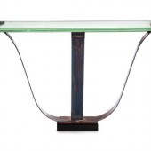 An Iron and Glass Console Tabl