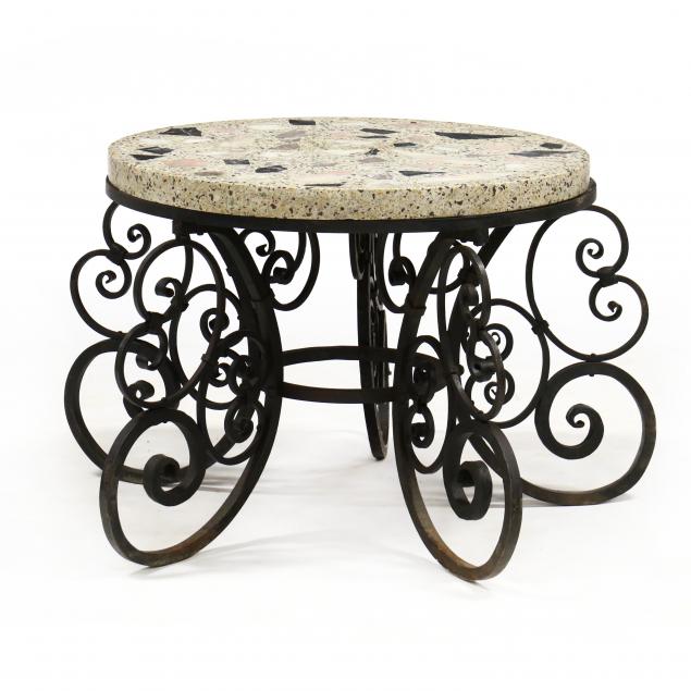 AN IRON AND TESSELLATED STONE LOW