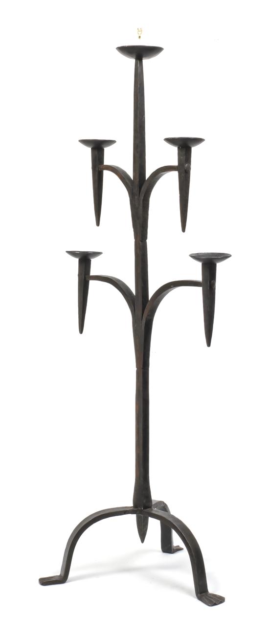 An Iron Strapwork Five-Light