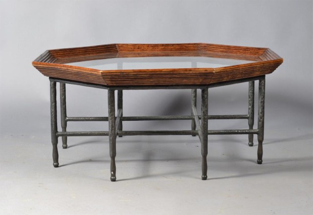 An Iron Wood and Beveled Glass