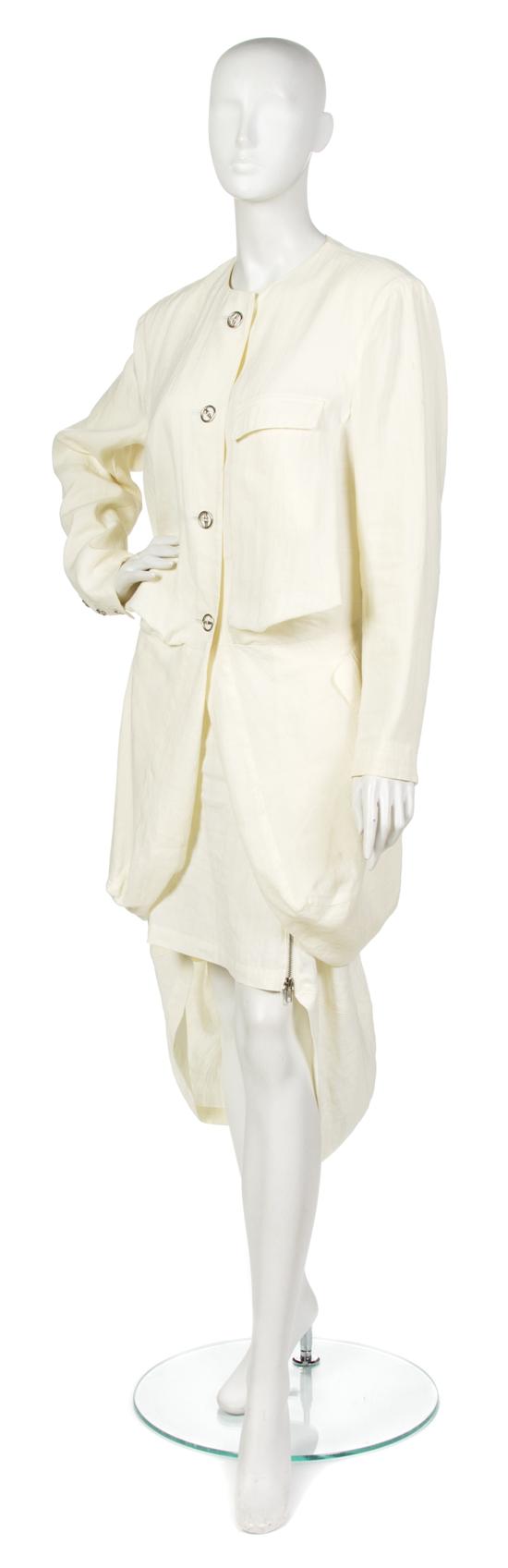 An Issey Miyake Cream Linen Skirt