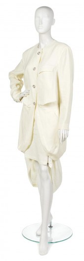 An Issey Miyake Cream Linen Sk