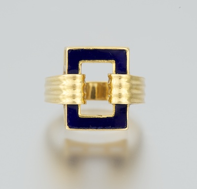 An Italian 18k Gold and Enamel Ring
