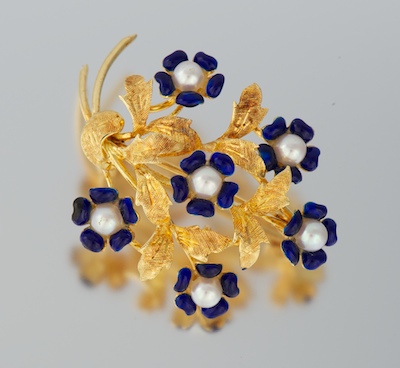 An Italian 18k Gold Pearl and