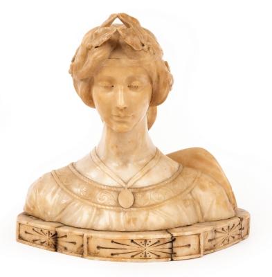 An Italian alabaster bust of Poesia