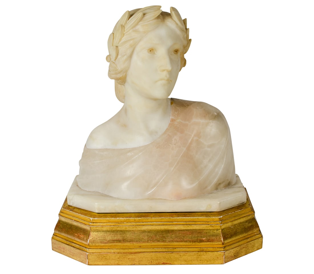 AN ITALIAN ALABASTER BUST OF