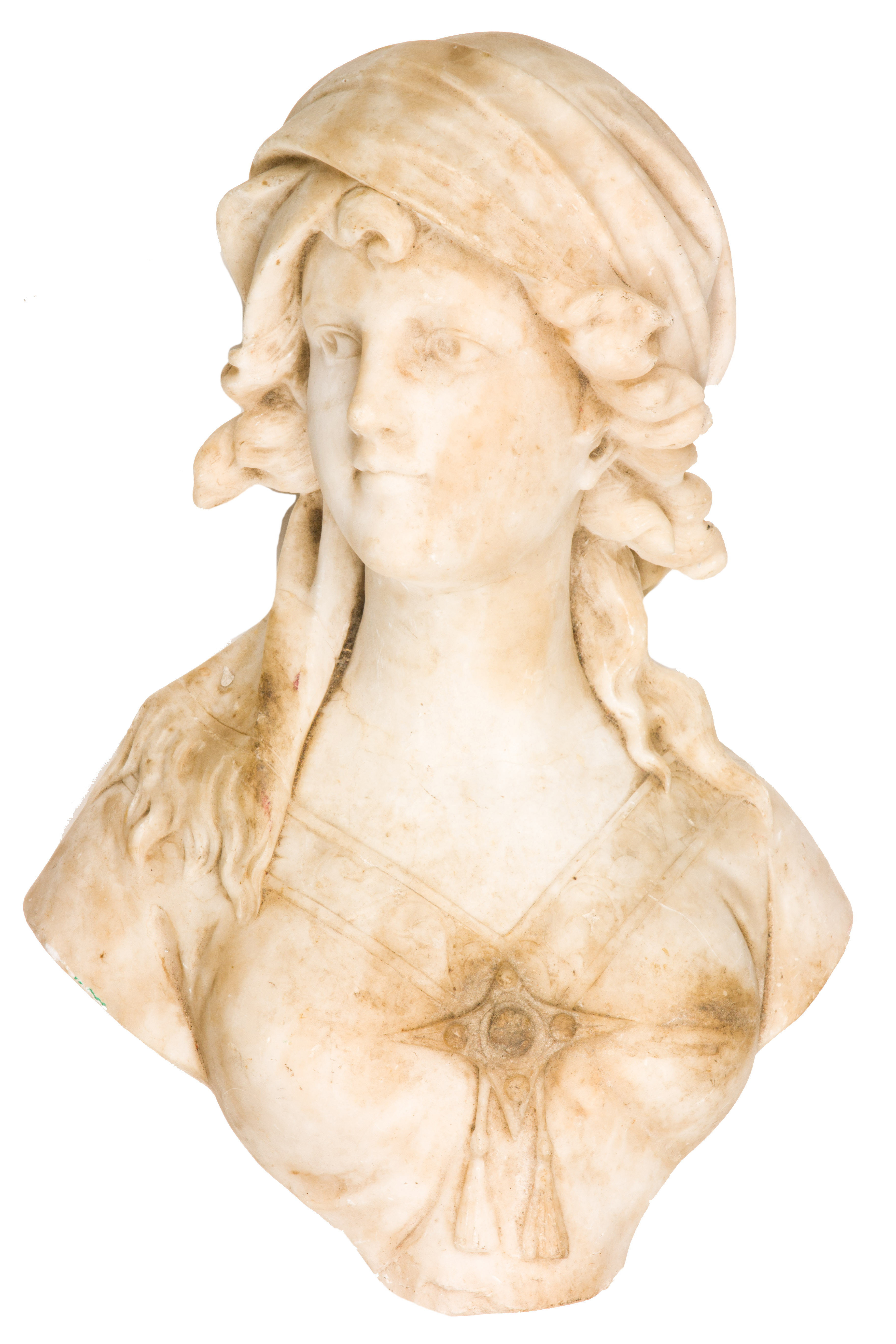 AN ITALIAN ALABASTER BUST OF A