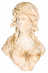 AN ITALIAN ALABASTER BUST OF A