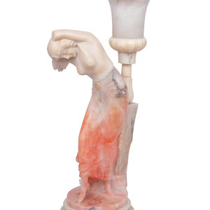 An Italian Alabaster Figural Lamp