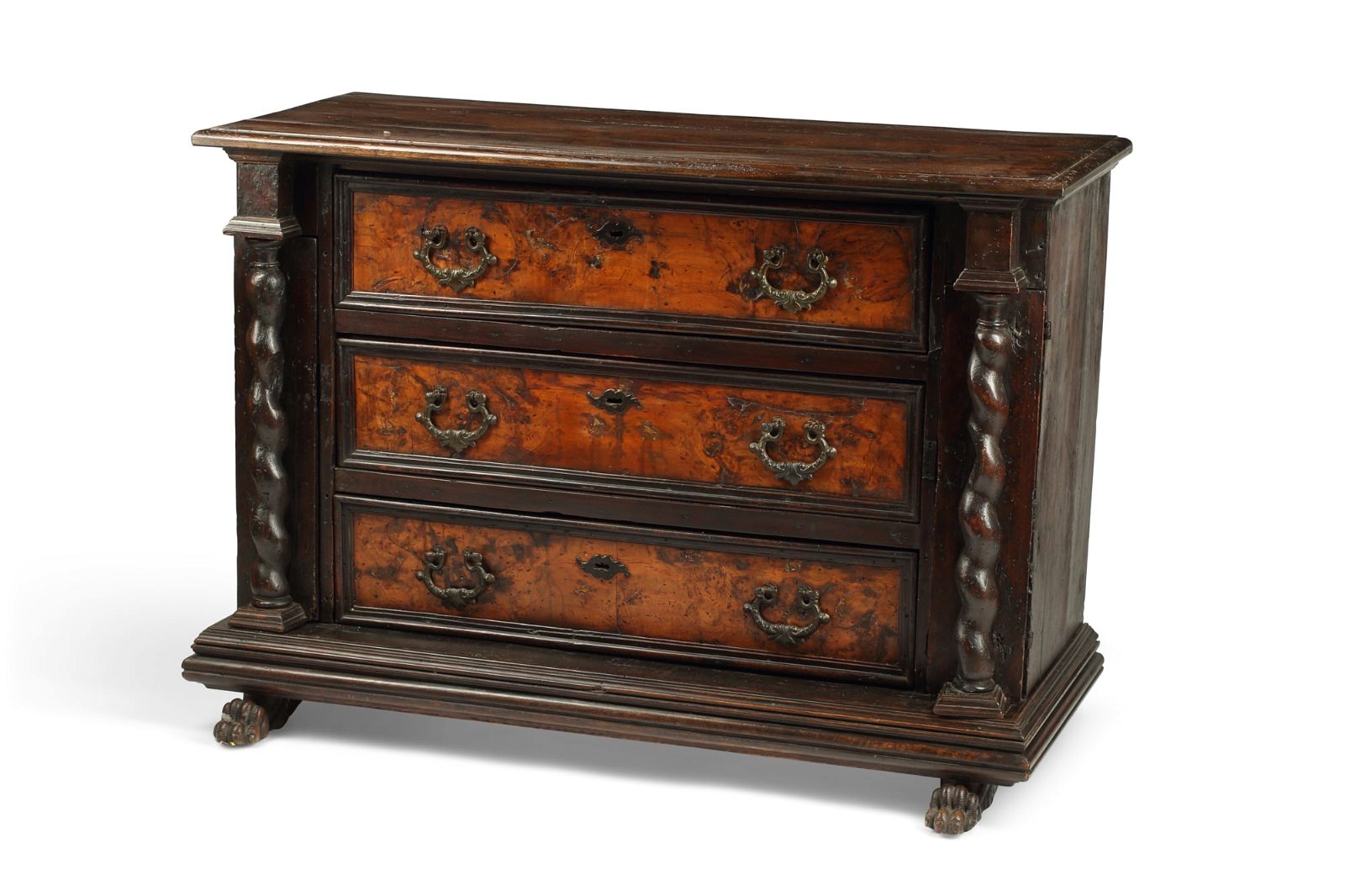 AN ITALIAN BAROQUE WALNUT AND