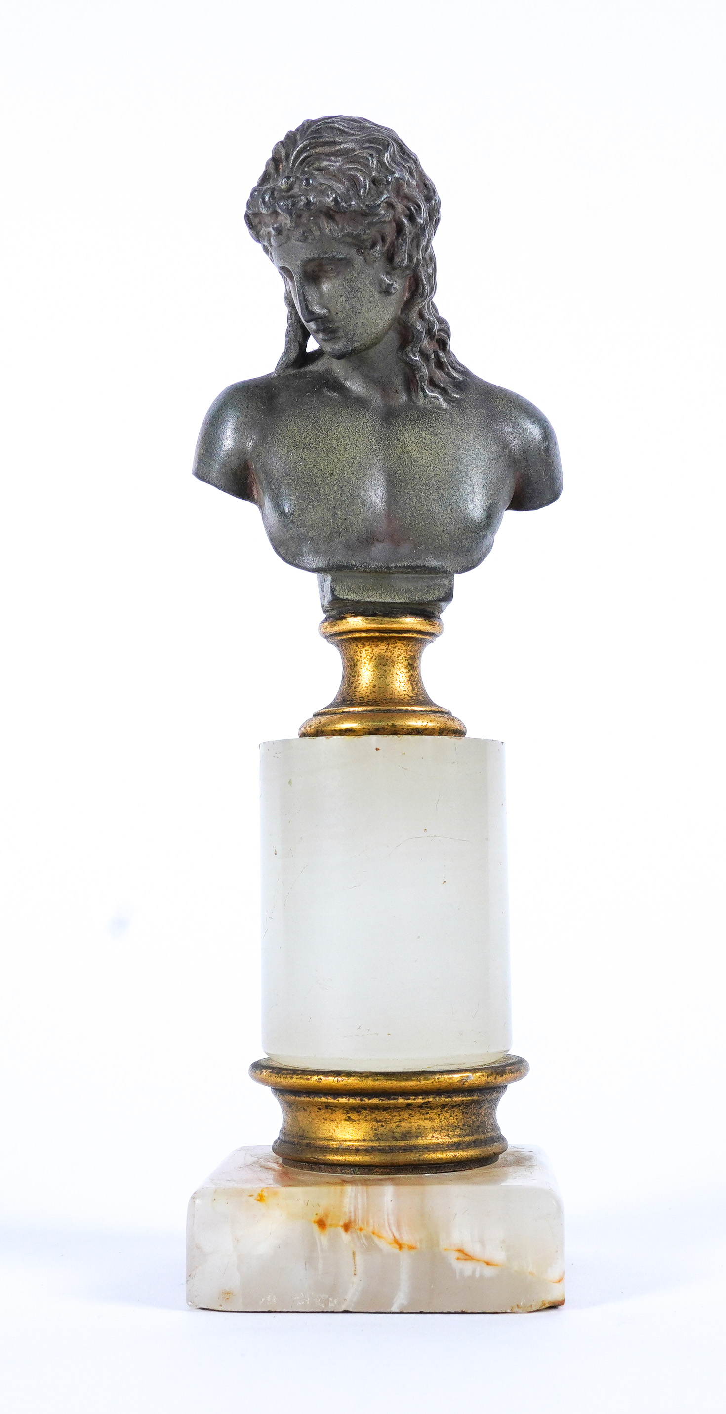 AN ITALIAN BRONZE BUST MOUNTED ON A