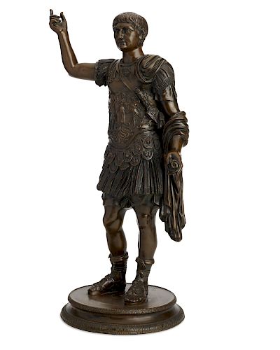 AN ITALIAN BRONZE FIGURE AUGUSTUS