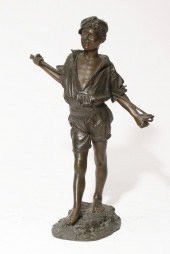AN ITALIAN BRONZE PEASANT BOY,
