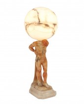 AN ITALIAN CARVED ALABASTER AN