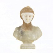 AN ITALIAN CARVED ALABASTER AN