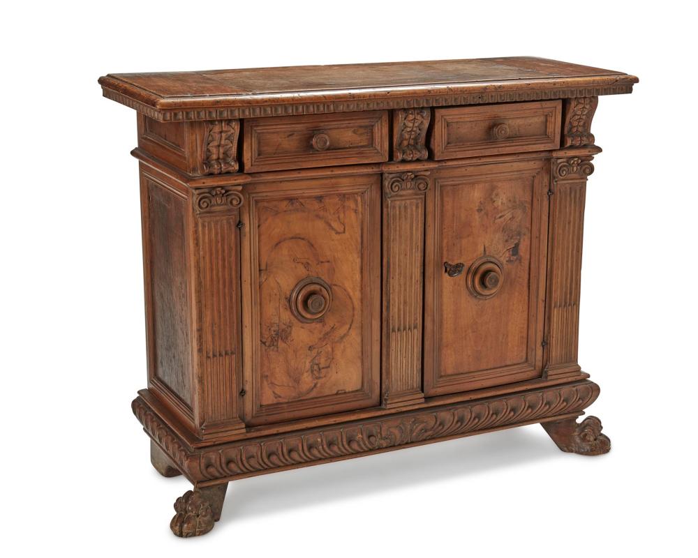AN ITALIAN CARVED FRUITWOOD