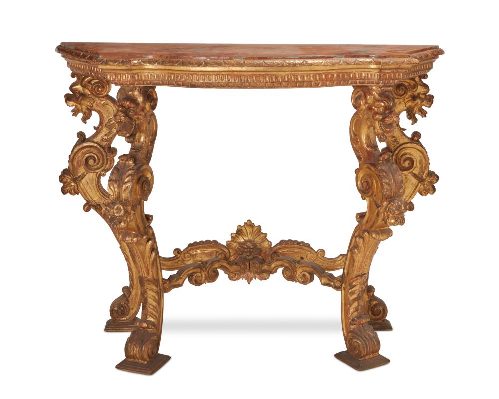 AN ITALIAN CARVED GILTWOOD