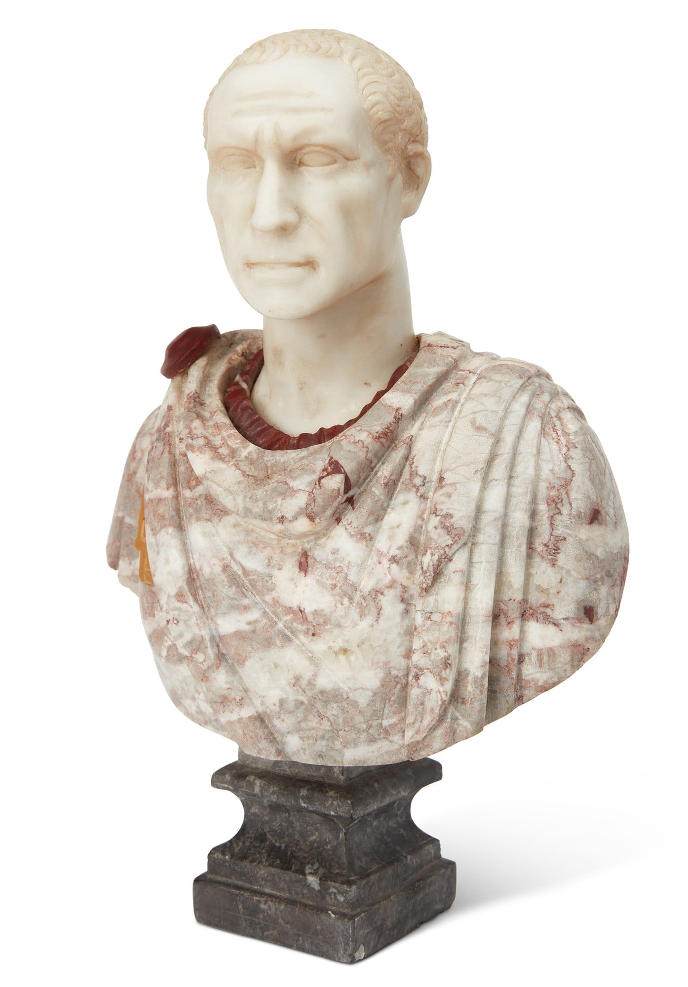 AN ITALIAN CARVED MARBLE BUST OF