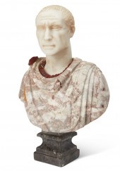 AN ITALIAN CARVED MARBLE BUST