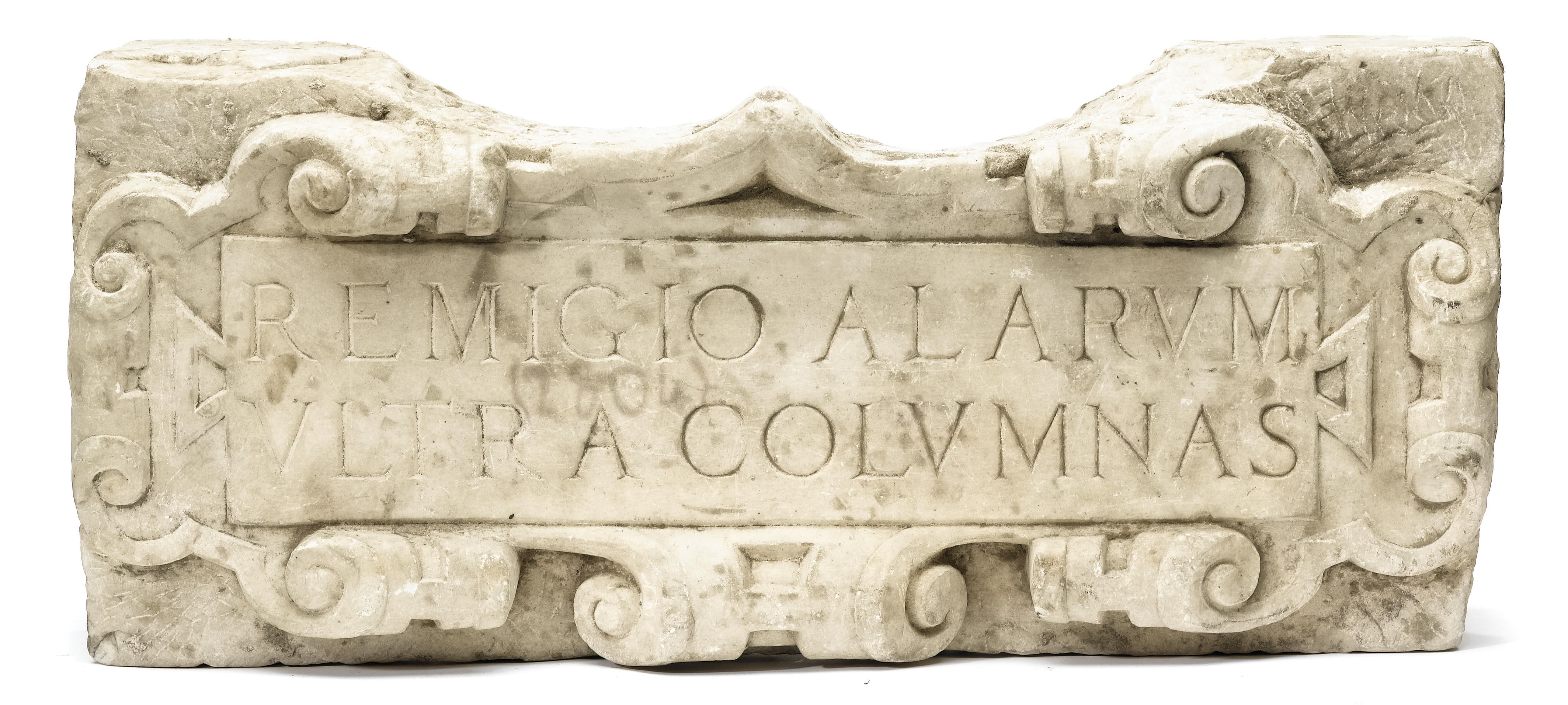 An Italian carved marble fragment .