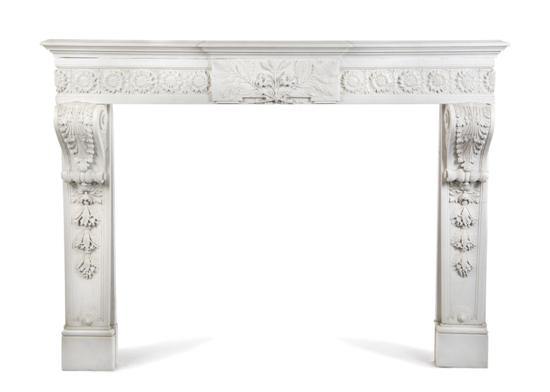 An Italian Carved Marble Mantel