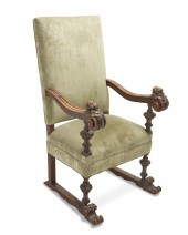 AN ITALIAN CARVED WALNUT AND V