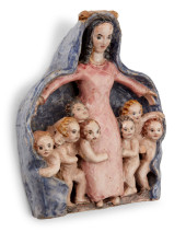 AN ITALIAN CERAMIC MADONNA WAL
