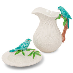 An Italian Ceramic Pitcher and Dish