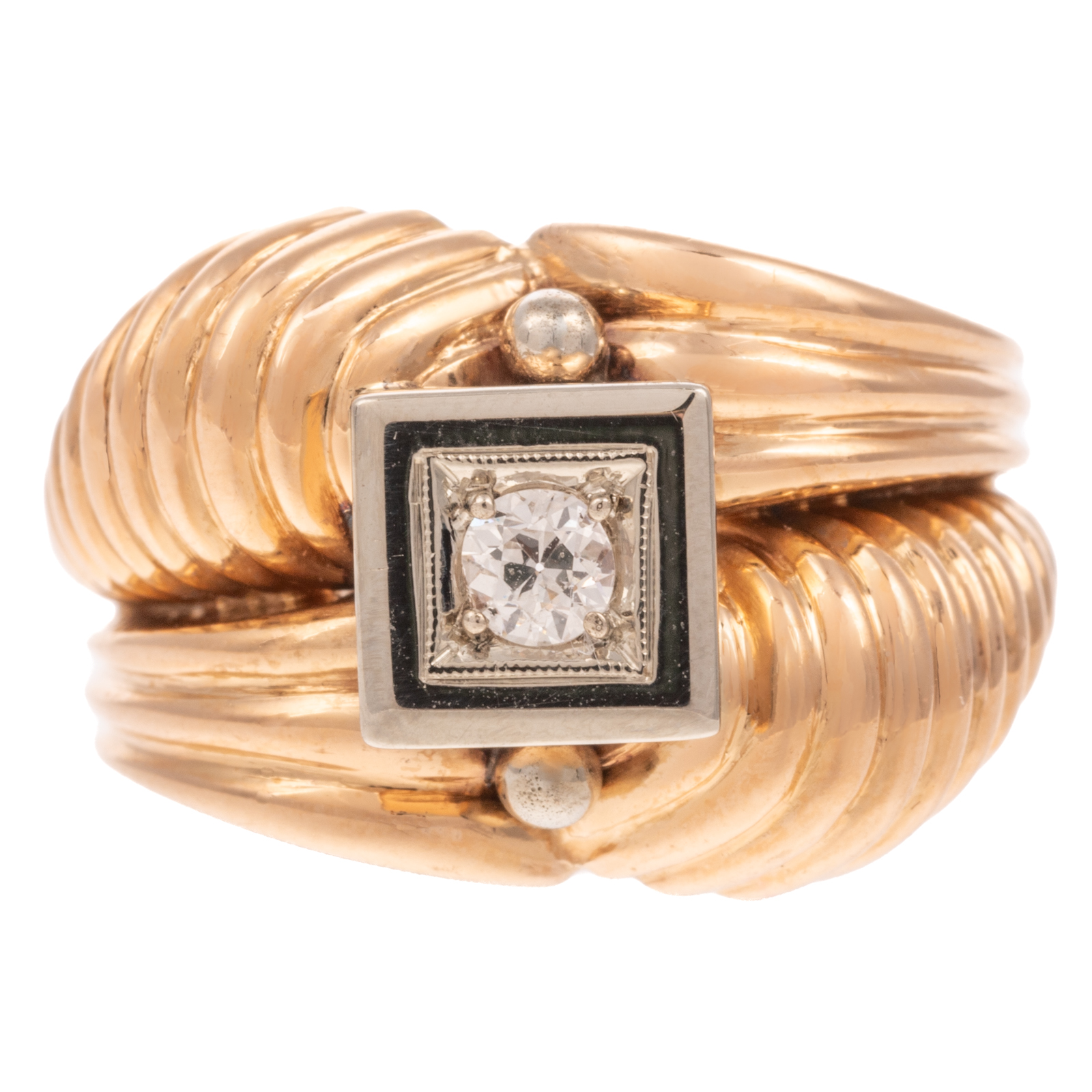 AN ITALIAN DIAMOND KNOT RING IN 18K