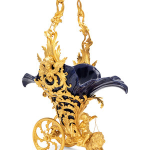 An Italian Gilt Bronze and Cobalt