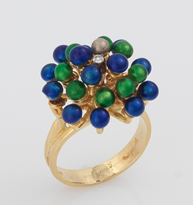 An Italian Gold and Enamel Bead