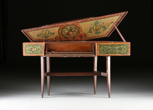 AN ITALIAN HAND PAINTED WOOD OCTAVE