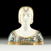 AN ITALIAN MAJOLICA BUST OF A