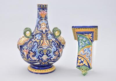 An Italian Majolica Vase and Wall