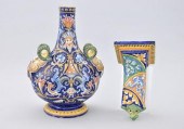 An Italian Majolica Vase and W
