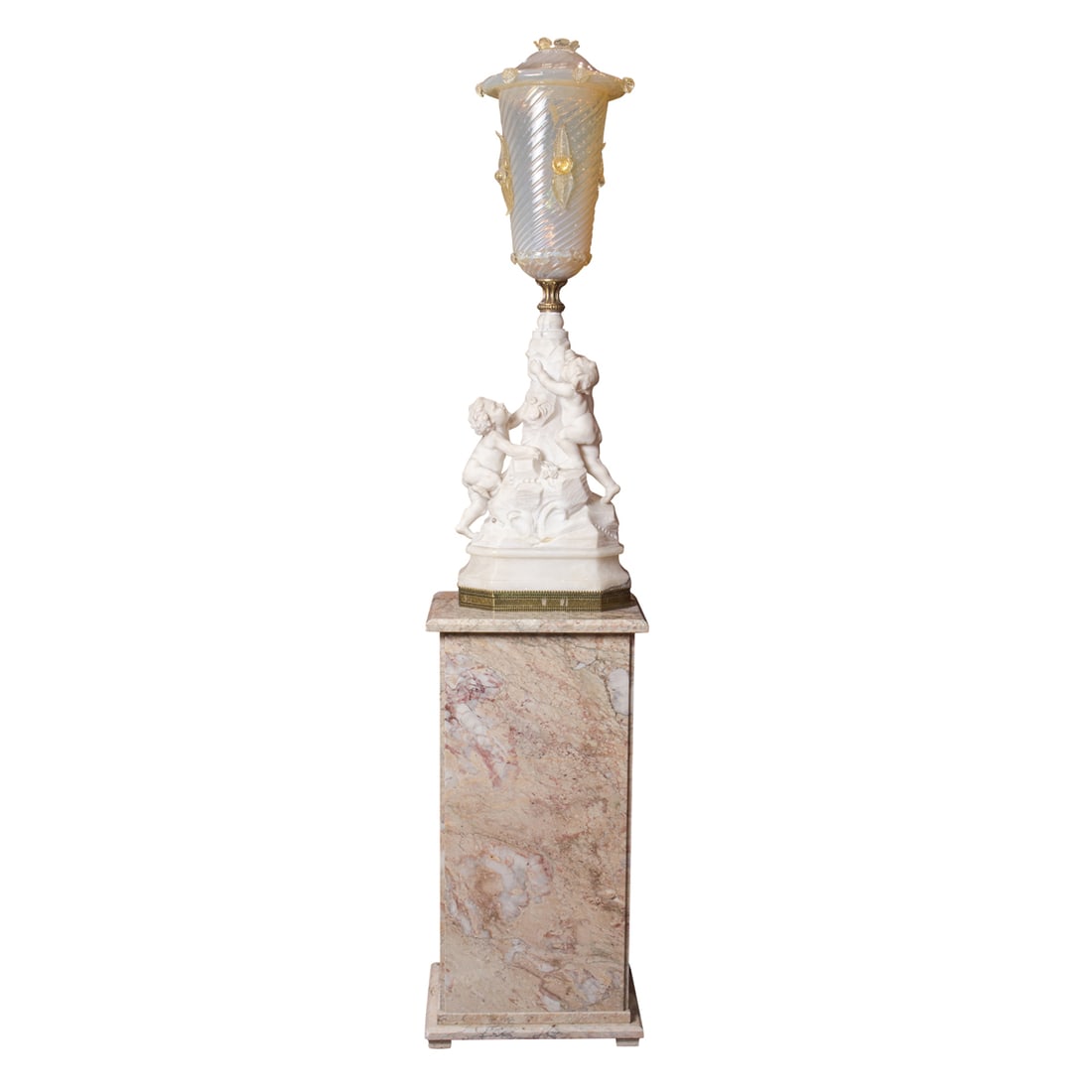 AN ITALIAN MARBLE FIGURAL TABLE