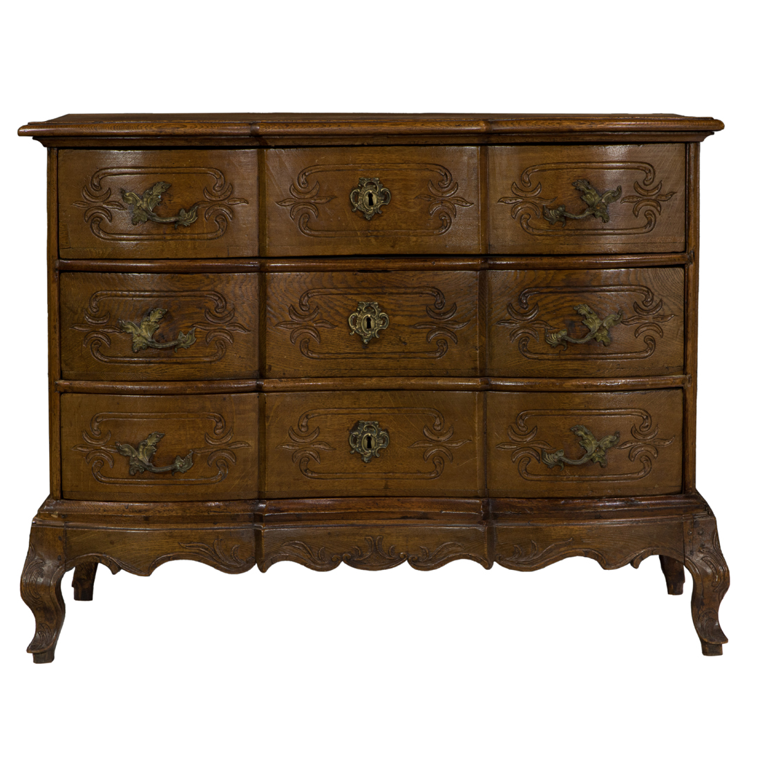 AN ITALIAN MARQUETRY DECORATED