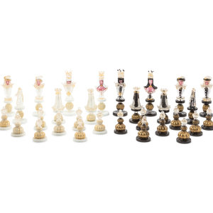 An Italian Murano Glass Chess Set