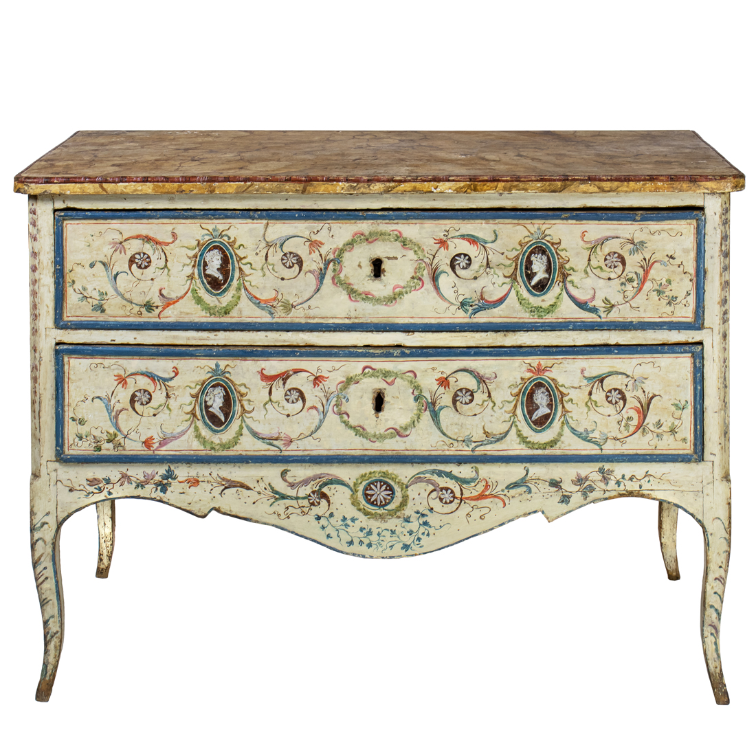 AN ITALIAN POLYCHROME DECORATED
