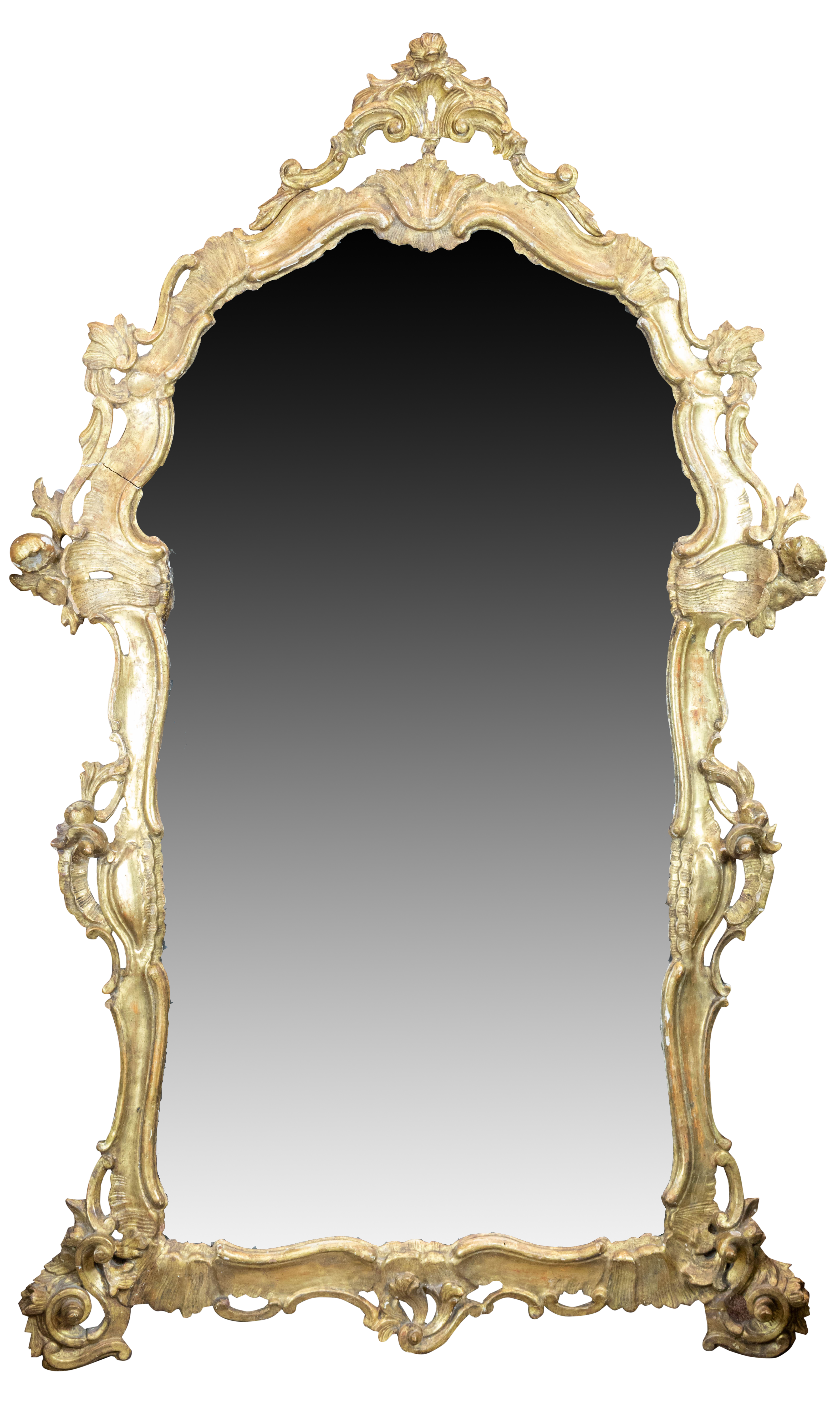 AN ITALIAN ROCOCO GILTWOOD MIRROR